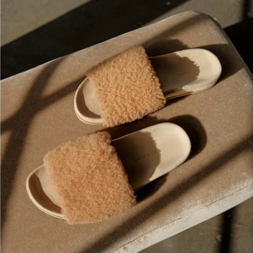 BRAND NEW Jenni Kayne Shearling Slide Sandal Size 37 Made in Italy